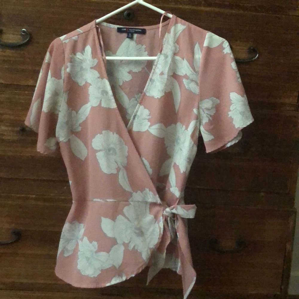 Floral Print Tie Wrap Blouse